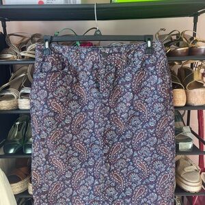L.L. Bean Multicolor Paisley Pencil Skirt